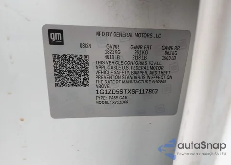 2025 Chevrolet Malibu Fwd 1Lt from USA, damaged, VIN 1G1ZD5STXSF117853